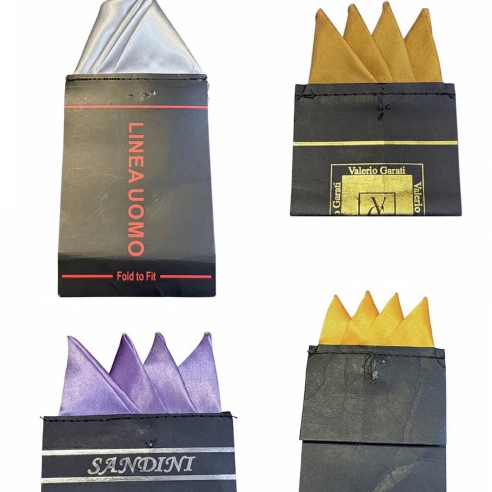 Pocket Square Lot 4 Pre-Folded VALERIO GARATI SANDINI Linea Uomo Set